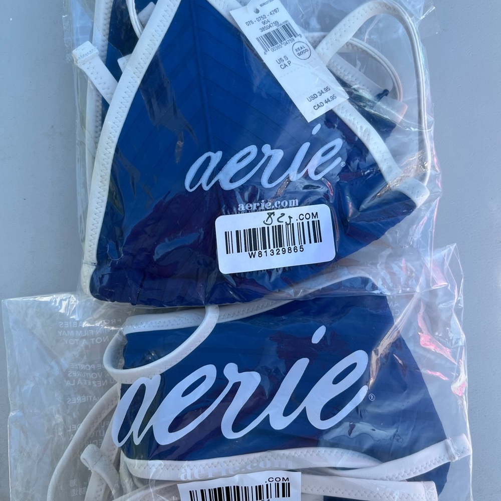 Aerie new blue bikini top and bottom
